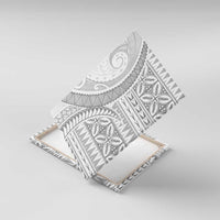 Polynesian White Sunday Canvas Wall Art Lotu Tamaiti Melanesian Pattern - Polynesian Pride