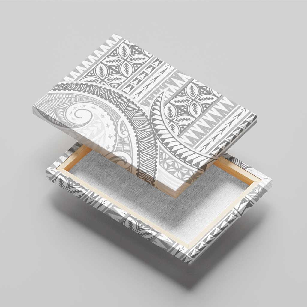 Polynesian White Sunday Canvas Wall Art Lotu Tamaiti Melanesian Pattern - Polynesian Pride