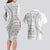 Polynesian White Sunday Couples Matching Long Sleeve Bodycon Dress and Hawaiian Shirt Lotu Tamaiti Melanesian Pattern - Polynesian Pride