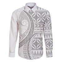 Polynesian White Sunday Family Matching Long Sleeve Bodycon Dress and Hawaiian Shirt Lotu Tamaiti Melanesian Pattern - Polynesian Pride