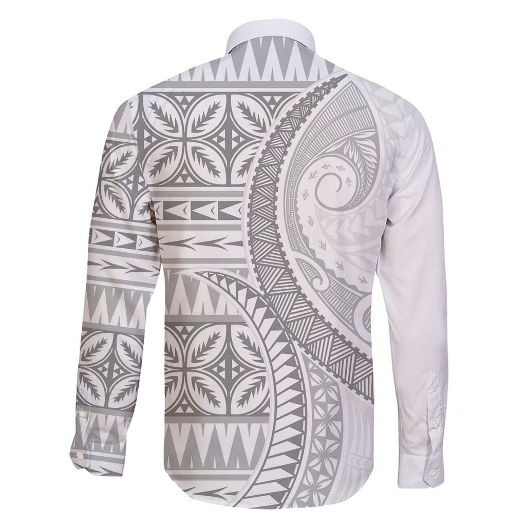 Polynesian White Sunday Family Matching Mermaid Dress and Hawaiian Shirt Lotu Tamaiti Melanesian Pattern - Polynesian Pride