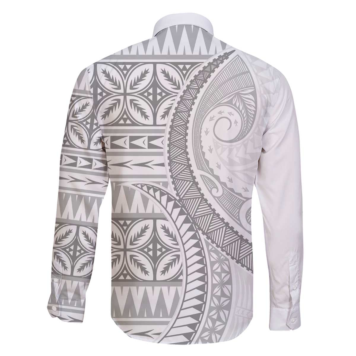 Polynesian White Sunday Family Matching Off The Shoulder Long Sleeve Dress and Hawaiian Shirt Lotu Tamaiti Melanesian Pattern - Polynesian Pride