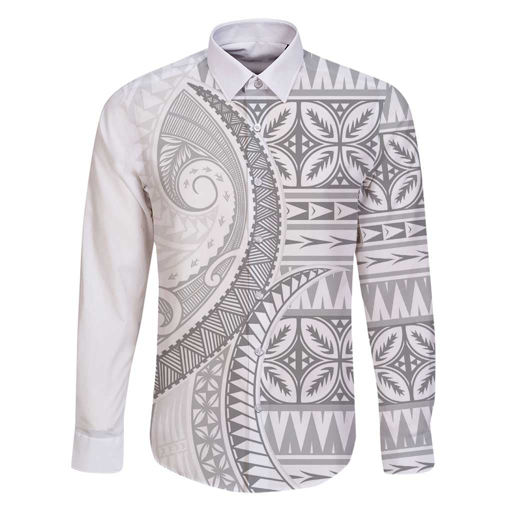 Polynesian White Sunday Family Matching Puletasi and Hawaiian Shirt Lotu Tamaiti Melanesian Pattern - Polynesian Pride