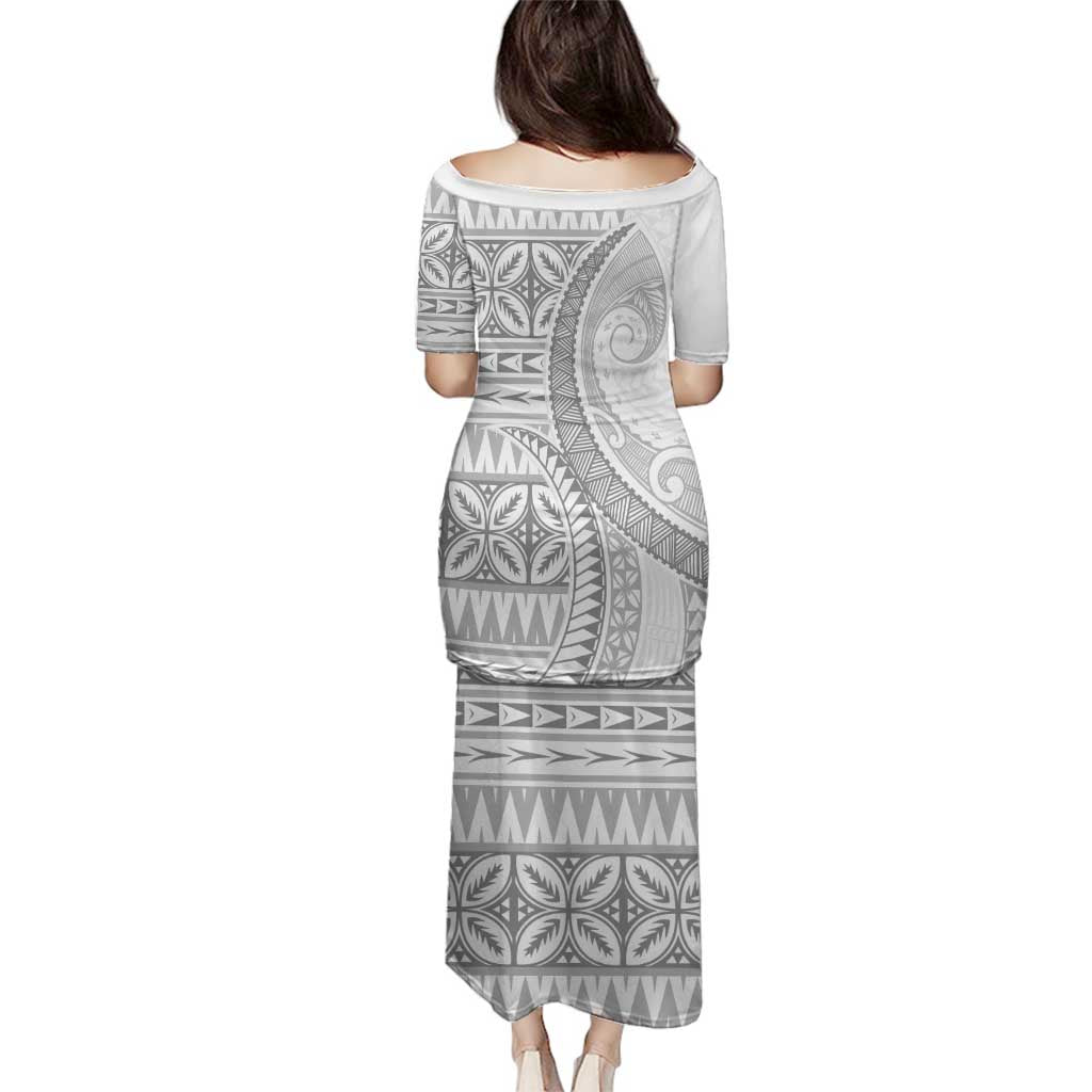 Polynesian White Sunday Family Matching Puletasi and Hawaiian Shirt Lotu Tamaiti Melanesian Pattern - Polynesian Pride