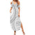 Polynesian White Sunday Family Matching Summer Maxi Dress and Hawaiian Shirt Lotu Tamaiti Melanesian Pattern - Polynesian Pride