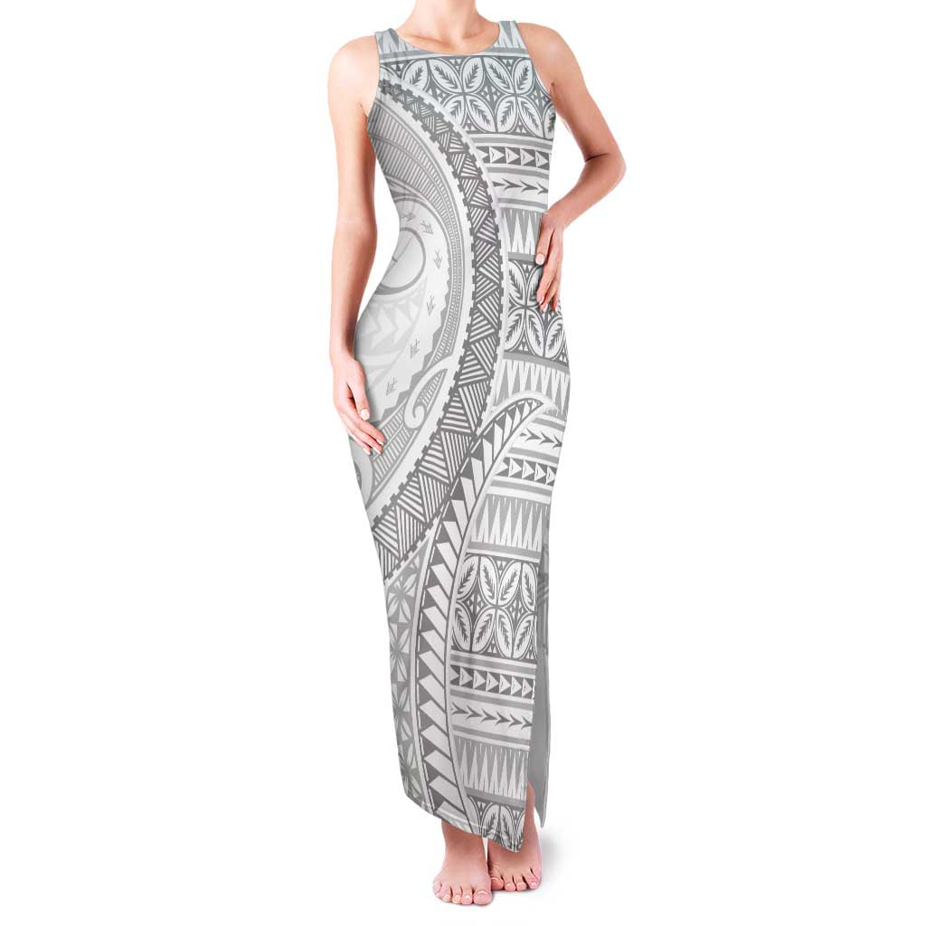 Polynesian White Sunday Family Matching Tank Maxi Dress and Hawaiian Shirt Lotu Tamaiti Melanesian Pattern - Polynesian Pride