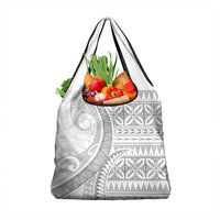 Polynesian White Sunday Grocery Bag Lotu Tamaiti Melanesian Pattern - Polynesian Pride