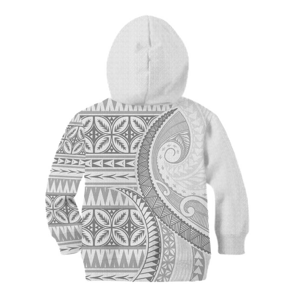 Polynesian White Sunday Kid Hoodie Lotu Tamaiti Melanesian Pattern - Polynesian Pride