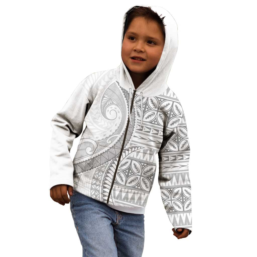 Polynesian White Sunday Kid Hoodie Lotu Tamaiti Melanesian Pattern - Polynesian Pride