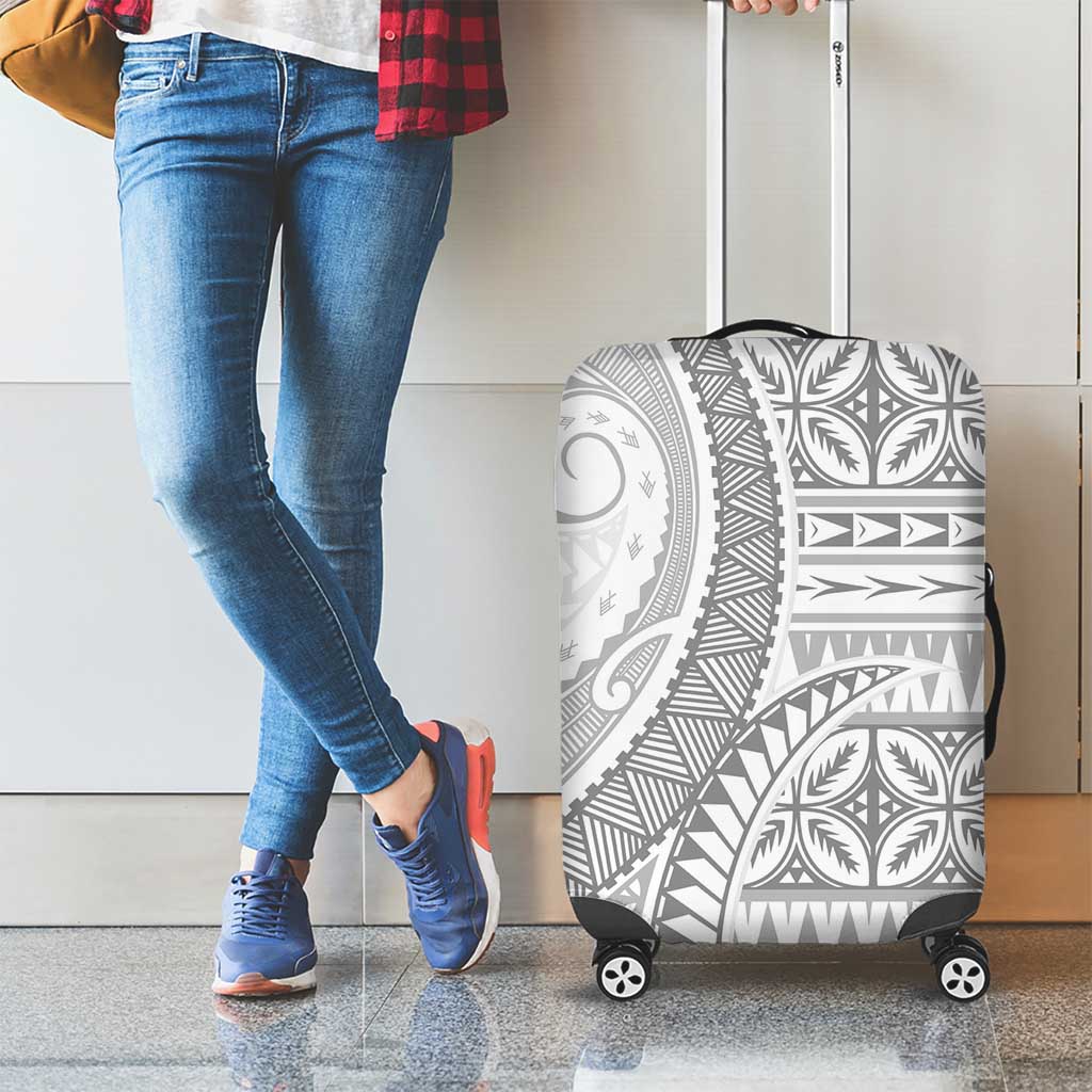 Polynesian White Sunday Luggage Cover Lotu Tamaiti Melanesian Pattern - Polynesian Pride