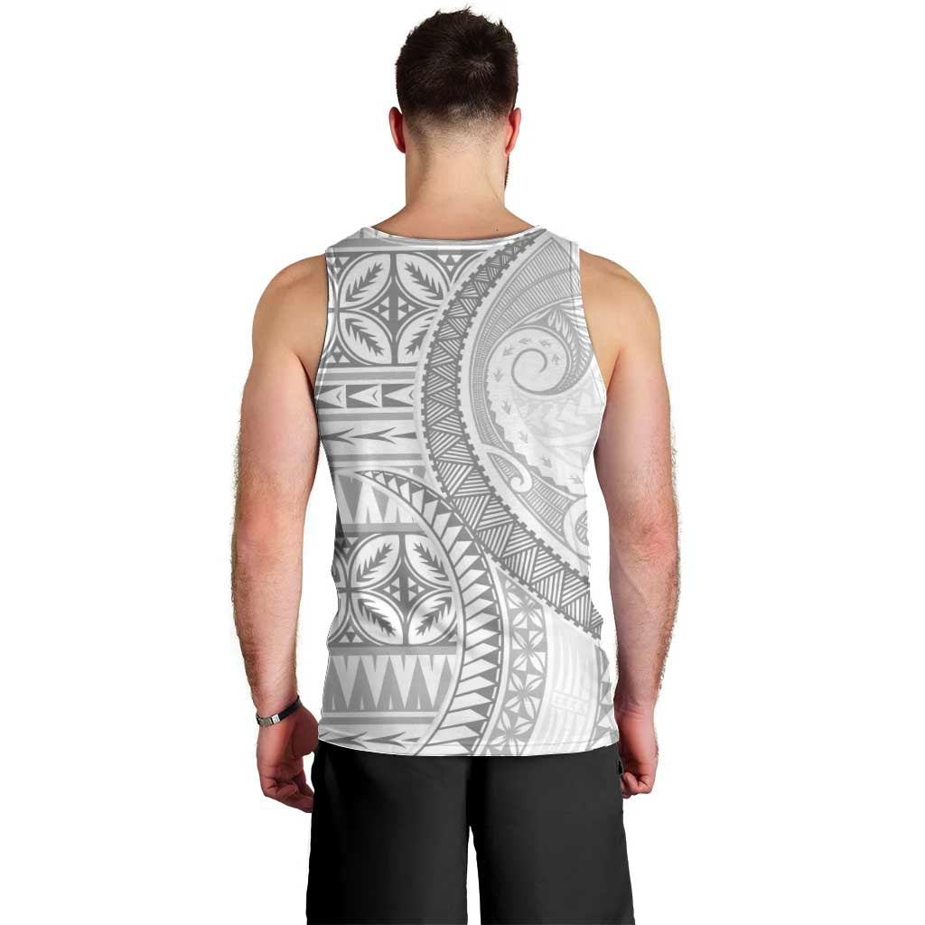 Polynesian White Sunday Men Tank Top Lotu Tamaiti Melanesian Pattern - Polynesian Pride