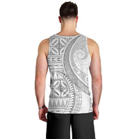 Polynesian White Sunday Men Tank Top Lotu Tamaiti Melanesian Pattern - Polynesian Pride