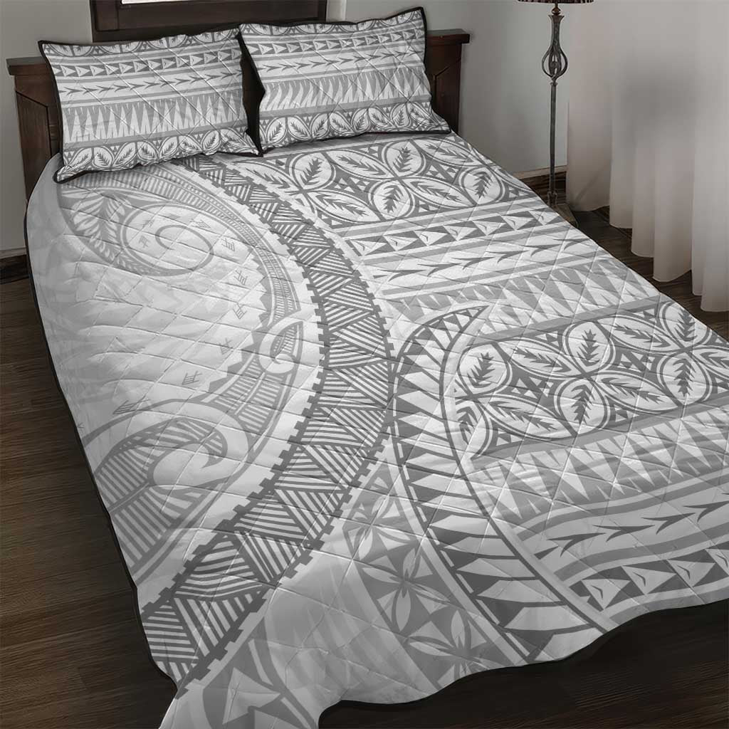 Polynesian White Sunday Quilt Bed Set Lotu Tamaiti Melanesian Pattern LT9 White - Polynesian Pride
