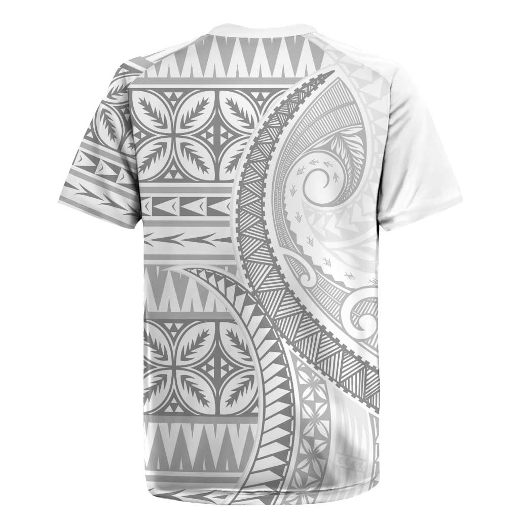 Polynesian White Sunday Rugby Jersey Lotu Tamaiti Melanesian Pattern - Polynesian Pride