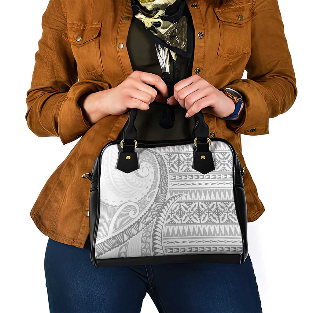 Polynesian White Sunday Shoulder Handbag Lotu Tamaiti Melanesian Pattern - Polynesian Pride