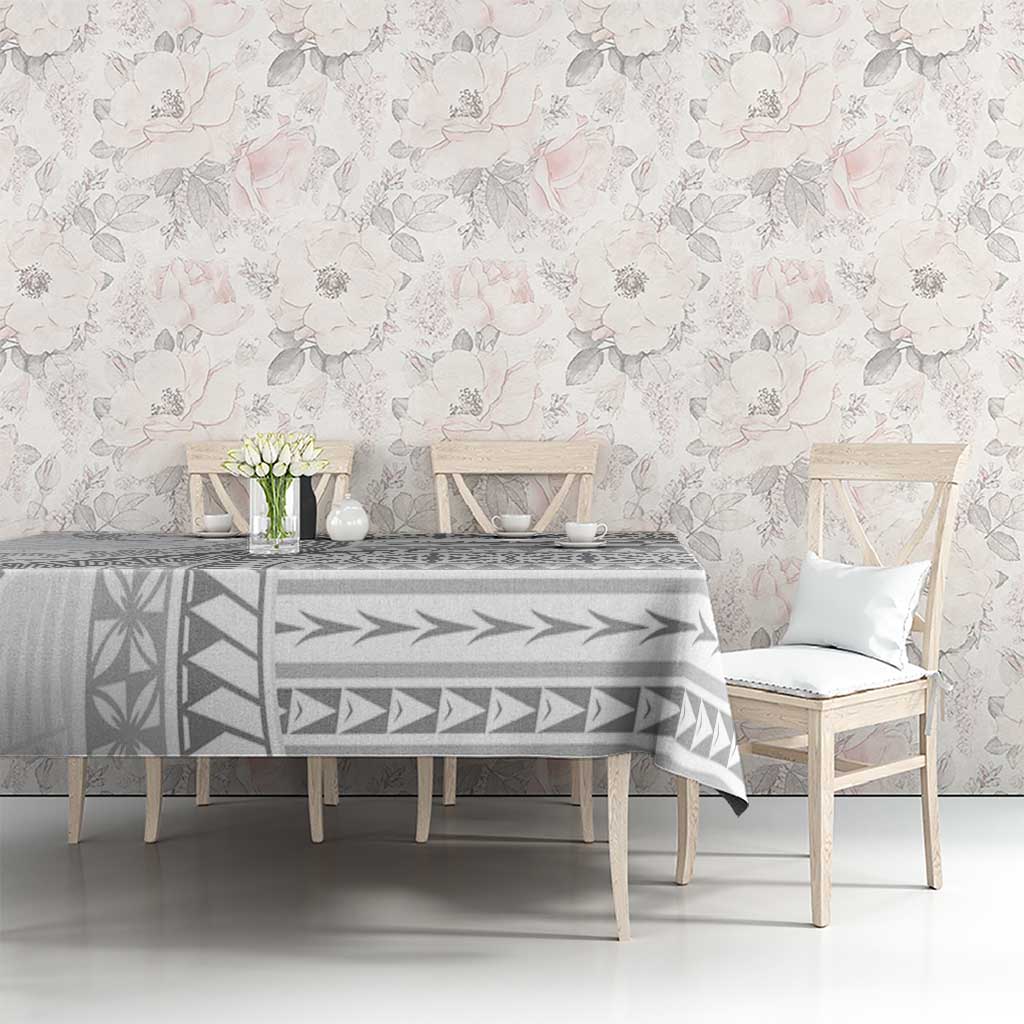 Polynesian White Sunday Tablecloth Lotu Tamaiti Melanesian Pattern - Polynesian Pride