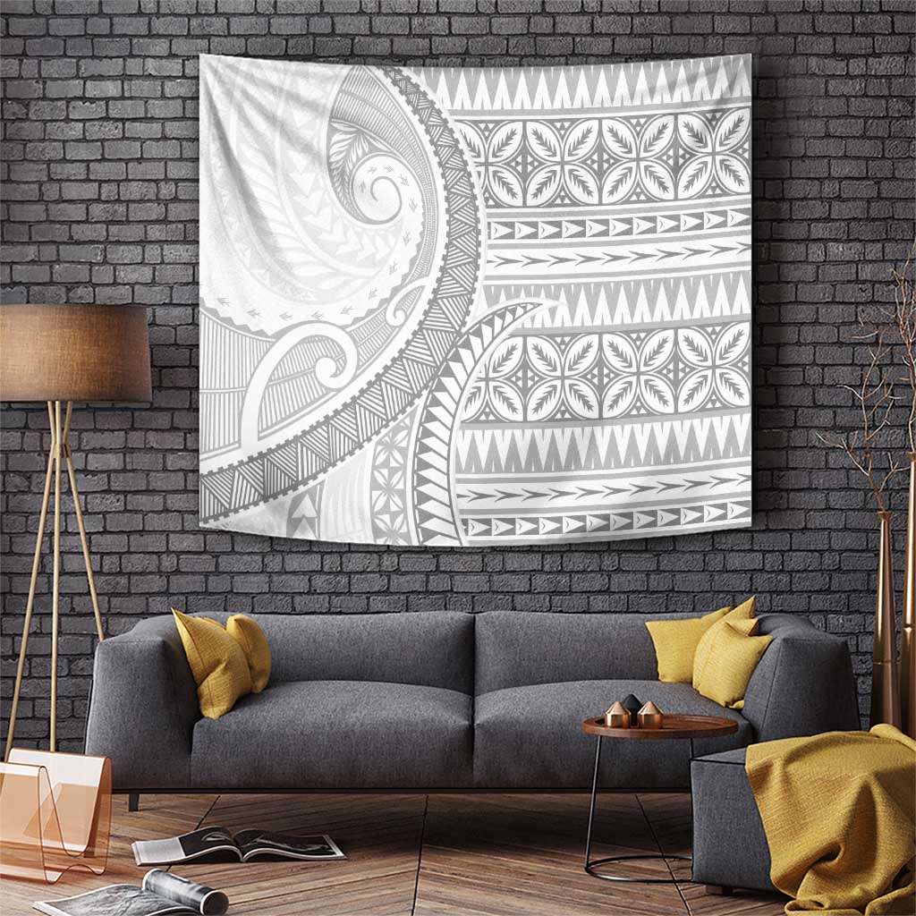 Polynesian White Sunday Tapestry Lotu Tamaiti Melanesian Pattern LT9 White - Polynesian Pride