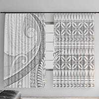 Polynesian White Sunday Window Curtain Lotu Tamaiti Melanesian Pattern - Polynesian Pride
