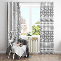 Polynesian White Sunday Window Curtain Lotu Tamaiti Melanesian Pattern - Polynesian Pride