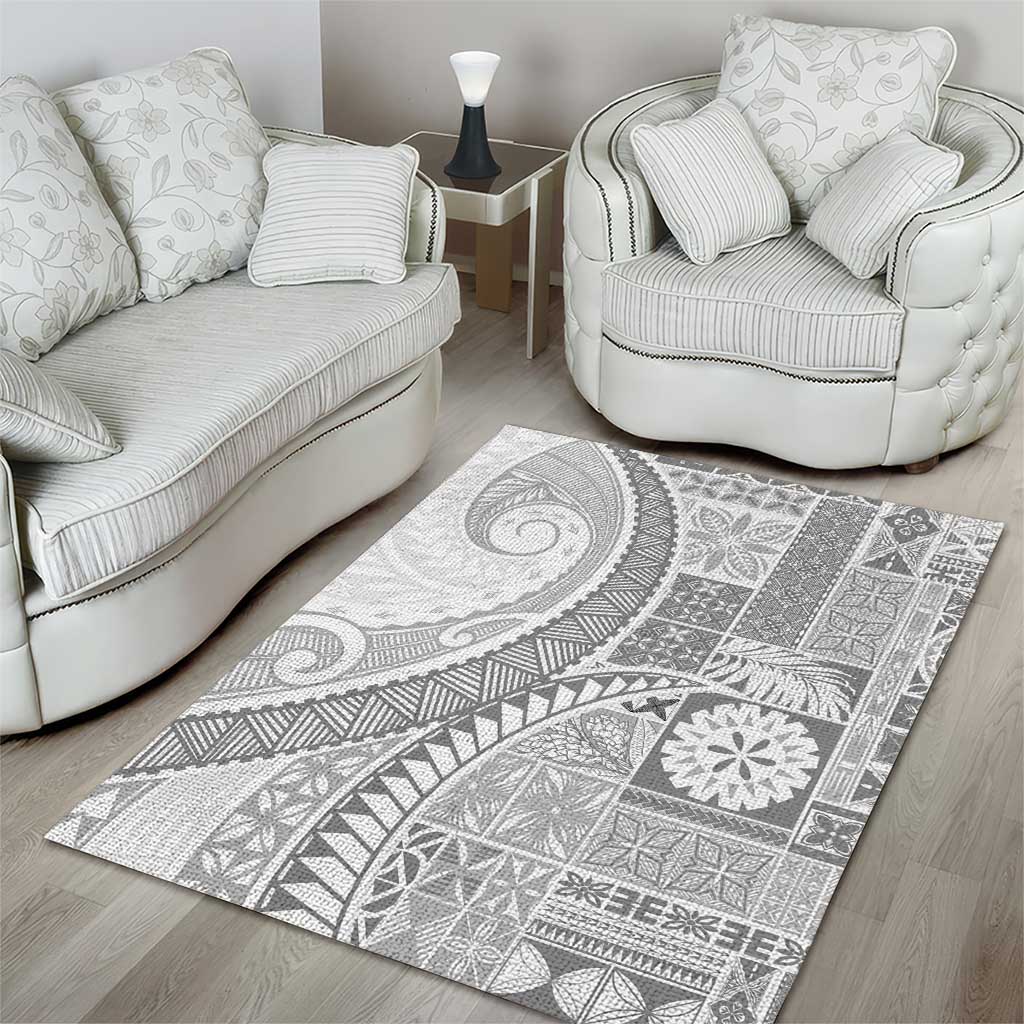 Samoa Siapo White Sunday Area Rug Lotu Tamaiti Polynesian White Pattern - Polynesian Pride