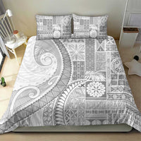 Samoa Siapo White Sunday Bedding Set Lotu Tamaiti Polynesian White Pattern - Polynesian Pride