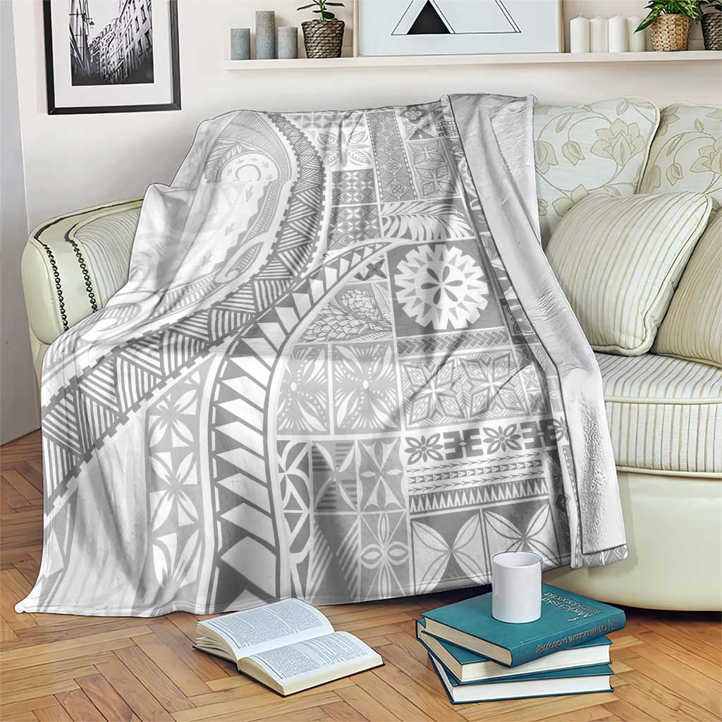 Samoa Siapo White Sunday Blanket Lotu Tamaiti Polynesian White Pattern LT9 White - Polynesian Pride
