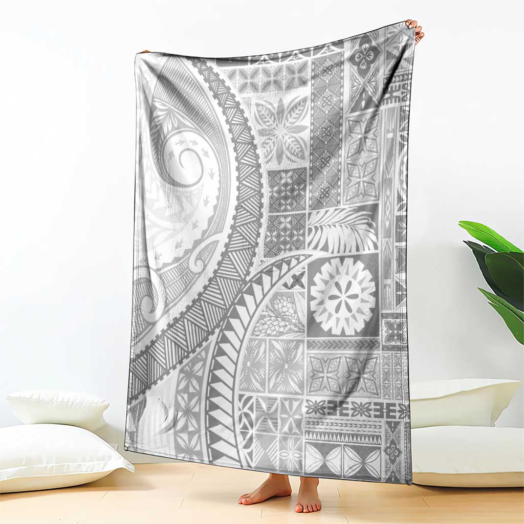 Samoa Siapo White Sunday Blanket Lotu Tamaiti Polynesian White Pattern - Polynesian Pride