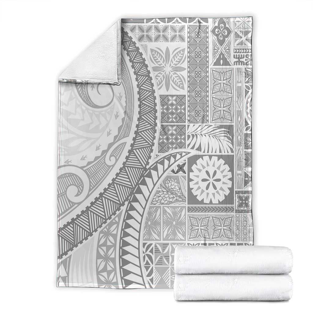 Samoa Siapo White Sunday Blanket Lotu Tamaiti Polynesian White Pattern - Polynesian Pride