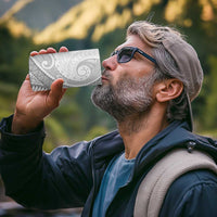 Samoa Siapo White Sunday 4 in 1 Can Cooler Tumbler Lotu Tamaiti Polynesian White Pattern - Polynesian Pride
