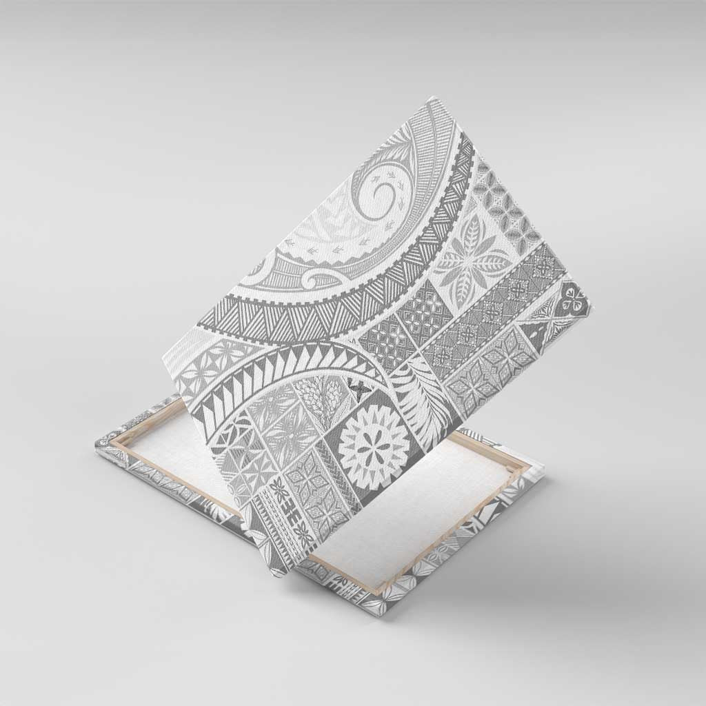 Samoa Siapo White Sunday Canvas Wall Art Lotu Tamaiti Polynesian White Pattern - Polynesian Pride