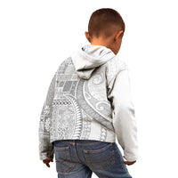Samoa Siapo White Sunday Kid Hoodie Lotu Tamaiti Polynesian White Pattern - Polynesian Pride
