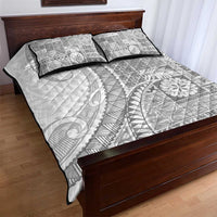 Samoa Siapo White Sunday Quilt Bed Set Lotu Tamaiti Polynesian White Pattern - Polynesian Pride