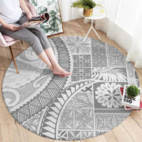 Samoa Siapo White Sunday Round Carpet Lotu Tamaiti Polynesian White Pattern - Polynesian Pride