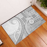 Samoa Siapo White Sunday Rubber Doormat Lotu Tamaiti Polynesian White Pattern - Polynesian Pride