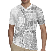 Samoa Siapo White Sunday Rugby Jersey Lotu Tamaiti Polynesian White Pattern - Polynesian Pride