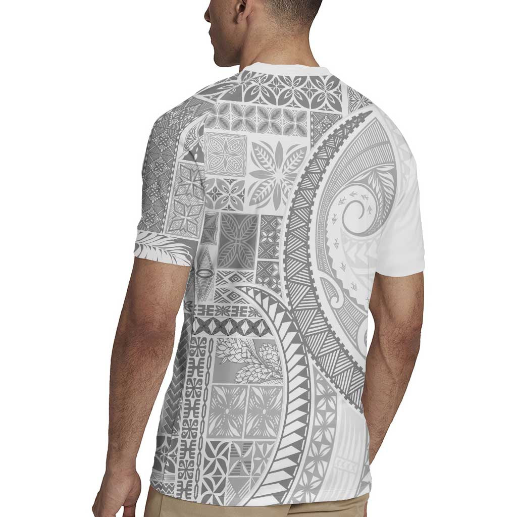 Samoa Siapo White Sunday Rugby Jersey Lotu Tamaiti Polynesian White Pattern - Polynesian Pride