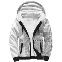 Samoa Siapo White Sunday Sherpa Hoodie Lotu Tamaiti Polynesian White Pattern - Polynesian Pride