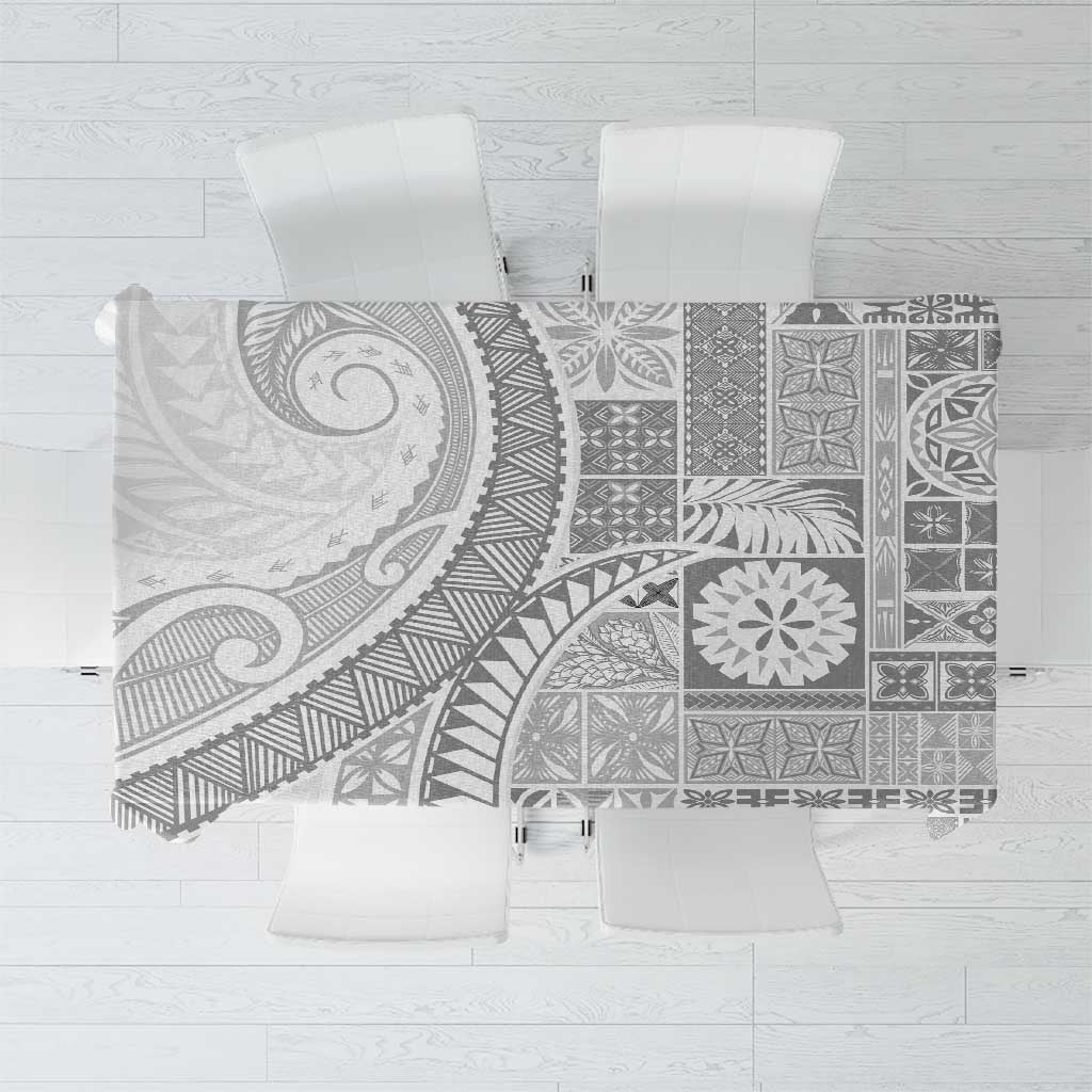 Samoa Siapo White Sunday Tablecloth Lotu Tamaiti Polynesian White Pattern - Polynesian Pride