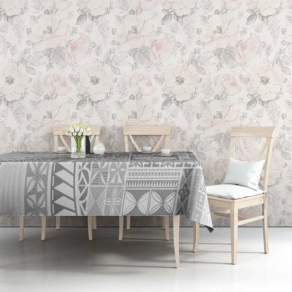 Samoa Siapo White Sunday Tablecloth Lotu Tamaiti Polynesian White Pattern - Polynesian Pride