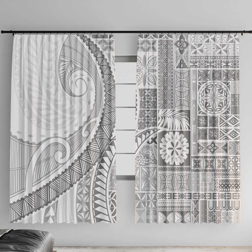 Samoa Siapo White Sunday Window Curtain Lotu Tamaiti Polynesian White Pattern - Polynesian Pride