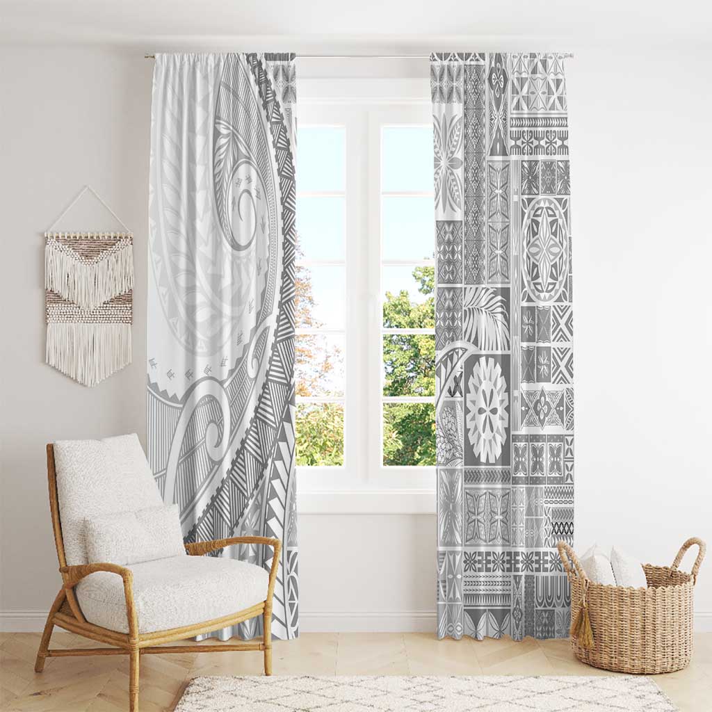 Samoa Siapo White Sunday Window Curtain Lotu Tamaiti Polynesian White Pattern - Polynesian Pride