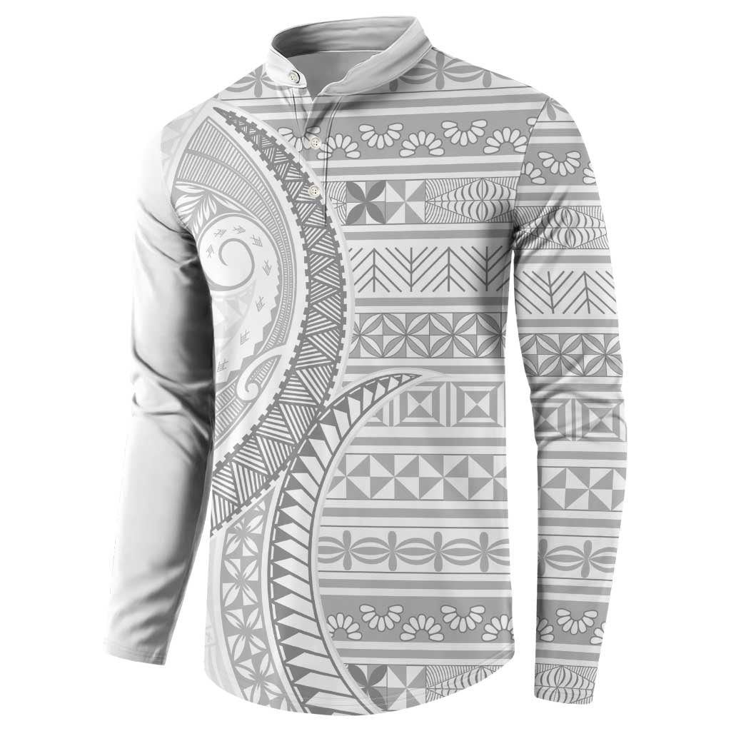 Tokelau White Sunday Button Sweatshirt Lotu Tamaiti Ngatu Tokelau Feletoa Manulua - Polynesian Pride