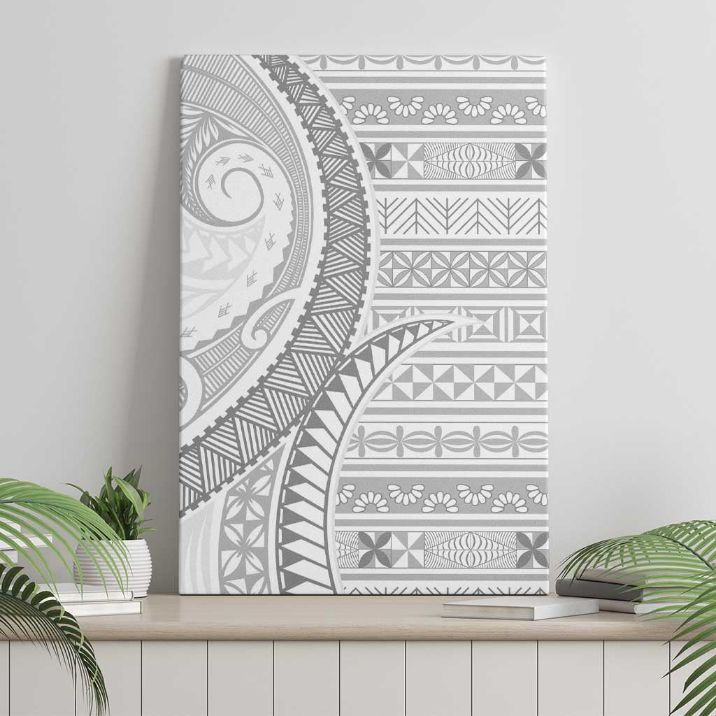 Tokelau White Sunday Canvas Wall Art Lotu Tamaiti Ngatu Tokelau Feletoa Manulua - Polynesian Pride