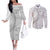 Tokelau White Sunday Couples Matching Off The Shoulder Long Sleeve Dress and Long Sleeve Button Shirt Lotu Tamaiti Ngatu Tokelau Feletoa Manulua - Polynesian Pride