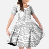 Tokelau White Sunday Family Matching Off Shoulder Maxi Dress and Hawaiian Shirt Lotu Tamaiti Ngatu Tokelau Feletoa Manulua - Polynesian Pride