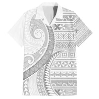 Tokelau White Sunday Family Matching Puletasi and Hawaiian Shirt Lotu Tamaiti Ngatu Tokelau Feletoa Manulua LT9 Dad's Shirt - Short Sleeve White - Polynesian Pride