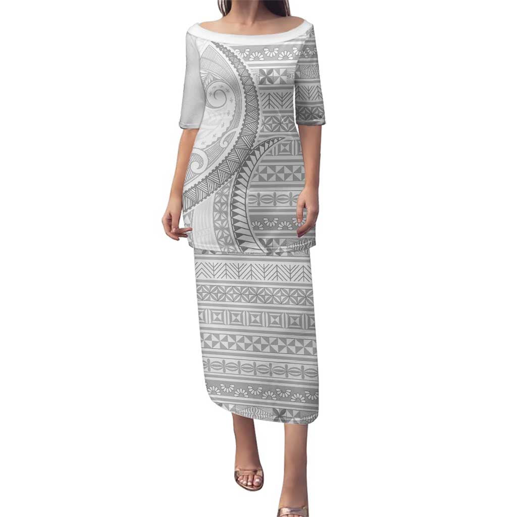 Tokelau White Sunday Family Matching Puletasi and Hawaiian Shirt Lotu Tamaiti Ngatu Tokelau Feletoa Manulua LT9 Mom's Dress White - Polynesian Pride