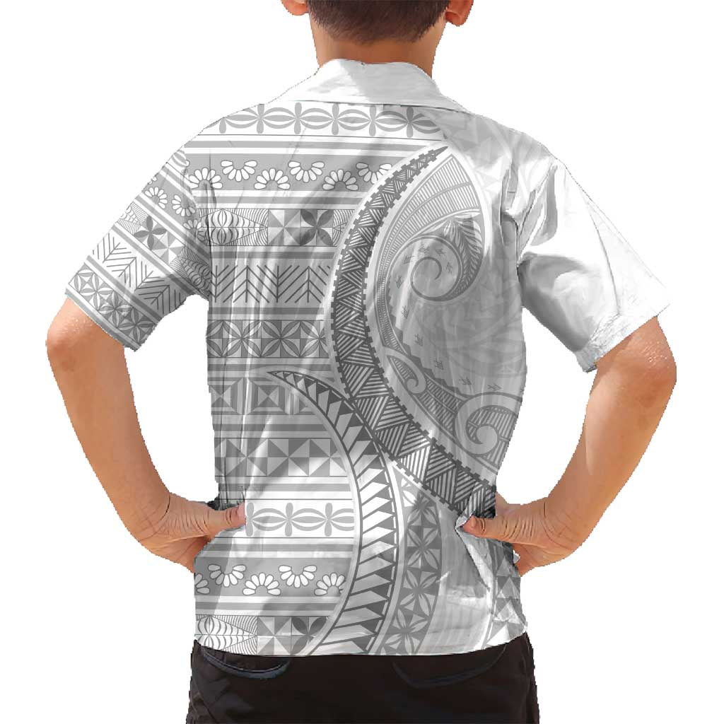 Tokelau White Sunday Family Matching Summer Maxi Dress and Hawaiian Shirt Lotu Tamaiti Ngatu Tokelau Feletoa Manulua - Polynesian Pride