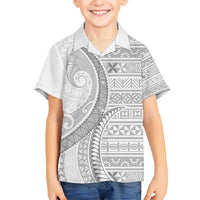 Tokelau White Sunday Kid Hawaiian Shirt Lotu Tamaiti Ngatu Tokelau Feletoa Manulua - Polynesian Pride