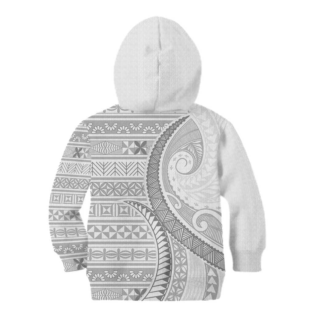 Tokelau White Sunday Kid Hoodie Lotu Tamaiti Ngatu Tokelau Feletoa Manulua - Polynesian Pride
